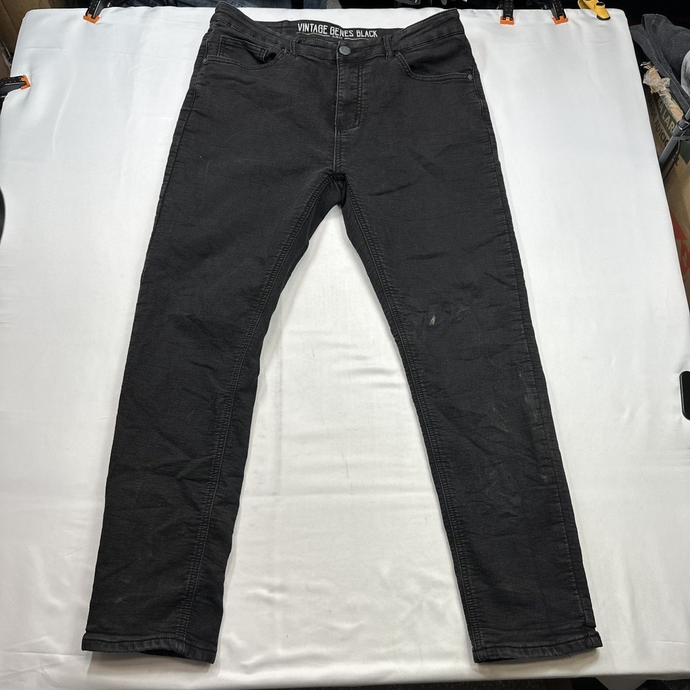 Vintage Genes Black Slim Fit Jeans Faded Black Denim Size 34X30